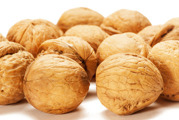 Walnuts isolated on white background