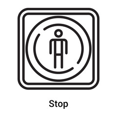 Stop icon vector sign and symbol isolated on white background, Stop logo concept