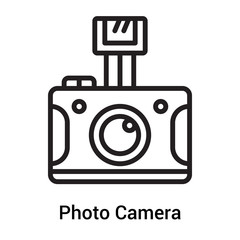 Photo Camera icon vector sign and symbol isolated on white background, Photo Camera logo concept