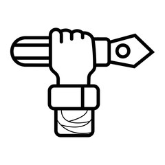 Pencil in hand - fight for education creative fist hand with pencil of idea. idea revolution concept and knowledge in attaining freedom and control, vector