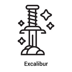 Excalibur icon vector sign and symbol isolated on white background, Excalibur logo concept