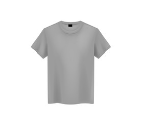 Front view of men's gray t-shirt Mock-up on light background. Short sleeve T-shirt template on background.