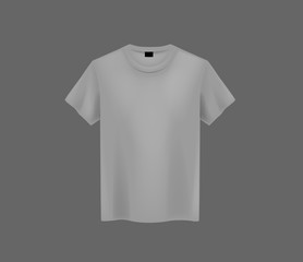 Front view of men's gray t-shirt Mock-up on dark background. Short sleeve T-shirt template on background.