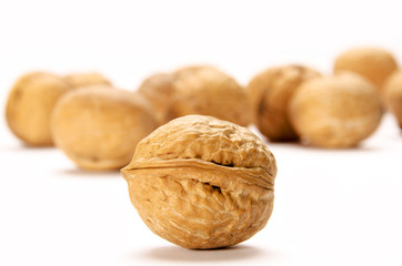 Walnuts isolated on white background