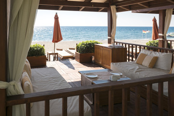 View of the sea coast from the bungalows.
