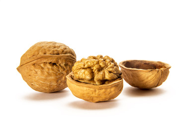 Walnuts isolated on white background