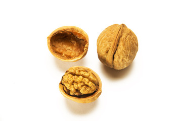 Walnuts isolated on white background