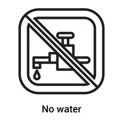 No water icon vector sign and symbol isolated on white background, No water logo concept