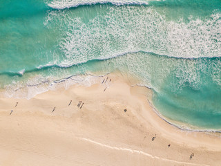 Beautiful White Sand Beach in the Caribbean. Beautiful tropical white sand beach and Caribbean sea. Aerial View