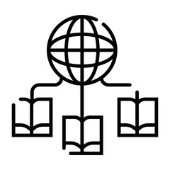 Books and globe vector icon.