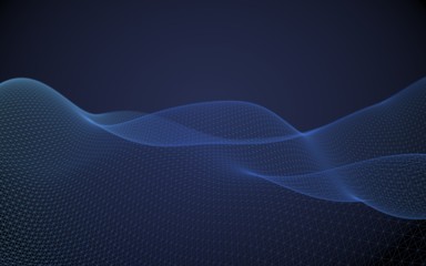 Abstract landscape on a blue background. Cyberspace grid. Hi-tech network. 3d technology illustration. 3D illustration