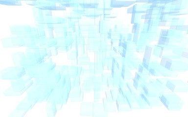 Blue and white abstract digital and technology background. The pattern with repeating rectangles. 3D illustration