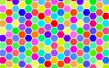Honeycomb many color, multicolored. Isometric geometry. 3D illustration