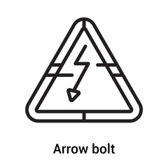 Arrow bolt signal of electrical shock risk in triangular shape icon vector sign and symbol isolated on white background, Arrow bolt signal of electrical shock risk in triangular shape logo concept