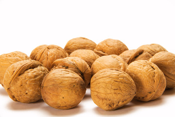 Walnuts isolated on white background