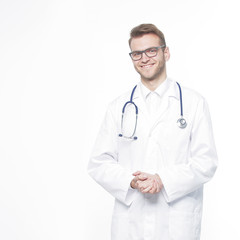 Fototapeta premium in full growth.portrait of a confident therapist .isolated on white