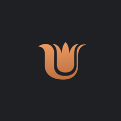 Campanula logo. Wedding floral icon. Luxury retro emblem. Cosmetics, Spa, Beauty salon, Decoration, Boutique vector logo.