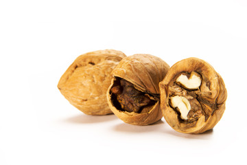 Walnuts isolated on white background