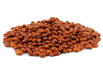 Brown beans isolated on white background. Front view.