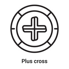 Plus cross signal in a square icon vector sign and symbol isolated on white background, Plus cross signal in a square logo concept