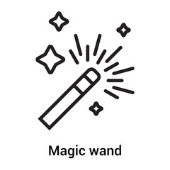 Magic wand icon vector sign and symbol isolated on white background, Magic wand logo concept