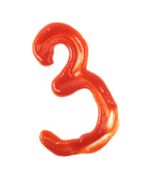 Single number made of sauce isolated