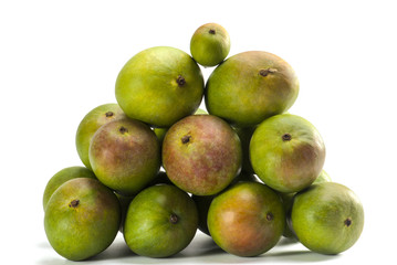 Arranged mangoes on table top indoor