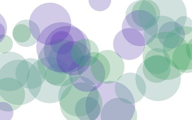Multicolored translucent circles on a white background. Green tones. 3D illustration