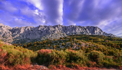 Mountains range with cloudy sky