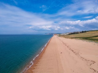Burton Bradstock shoreline as seen from a drone