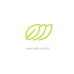Obraz premium Abstract green leaf logo icon vector design. Landscape design, garden, Plant, nature and ecology vector logo
