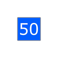 Blue square recommended speed sign
