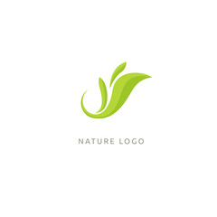 Fototapeta premium Abstract green leaf logo icon vector design. Landscape design, garden, Plant, nature and ecology vector logo