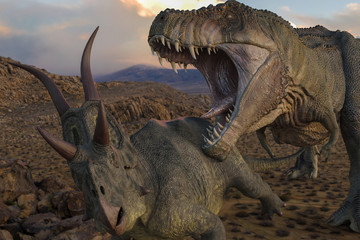 Fototapeta premium t-rex vs diabloceratops
