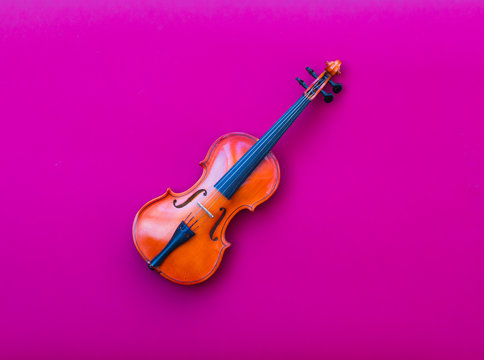 violin on red isolated background