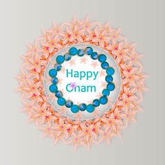 flower rangoli decoration for Onam. Vector illustration