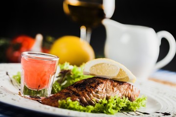 Salmon and salad