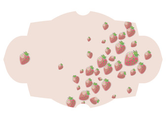 wooden panel with a tray of shebbie-chic light pink paint with a small pattern of red berries strawberries with green isolated on white background