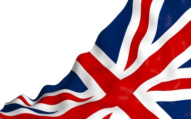 Waving flag of the Great Britain. British flag. United Kingdom of Great Britain and Northern Ireland. State symbol of the UK. 3D illustration