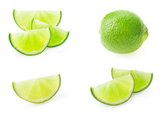 collection of limes isolated on the white background