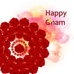  flower rangoli decoration for Onam. Vector illustration