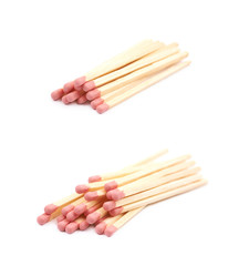 Pile of wooden matches isolated