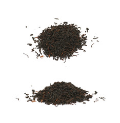 Pile of dried tea leaves isolated