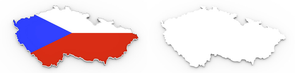 Fototapeta premium 3D map of czech republic white silhouette and flag