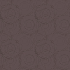 vector dark chocolate brown brown seamless pattern with rosettes napkins round of lines and curls diary background