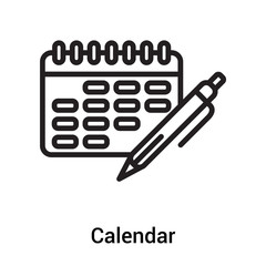 Calendar icon vector sign and symbol isolated on white background, Calendar logo concept