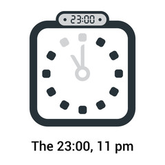 The 23:00, 11 pm icon isolated on white background, clock and watch, timer, countdown symbol, stopwatch, digital timer vector icon