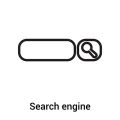 Naklejka premium Search engine icon vector sign and symbol isolated on white background, Search engine logo concept