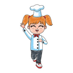 Beautiful girl chef cartoon vector illustration graphic design