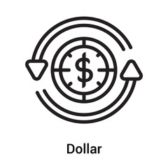 Dollar icon vector sign and symbol isolated on white background, Dollar logo concept